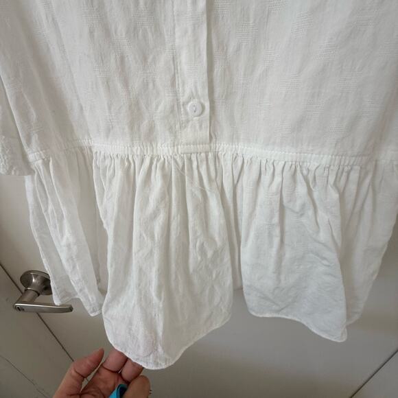 Luca Sz. Xs White Ruffled Puff Sleeve Blouse, Casual Babydoll Boho Flowy - Picture 4 of 5